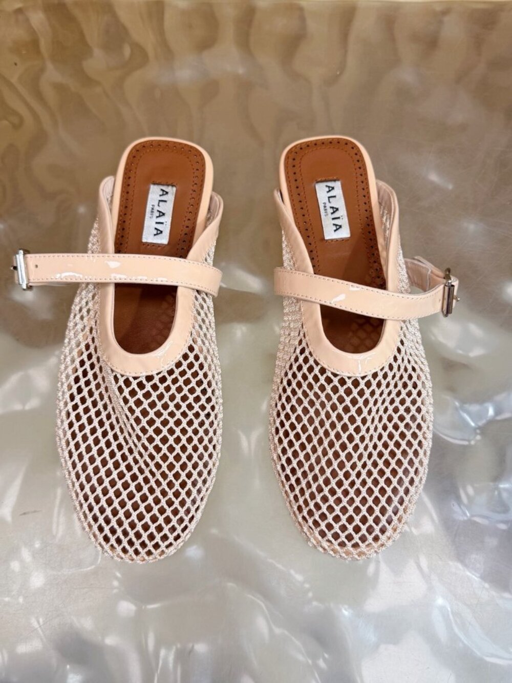 Alaïa Nude Pink Mesh Sandals - Picture 6 of 7